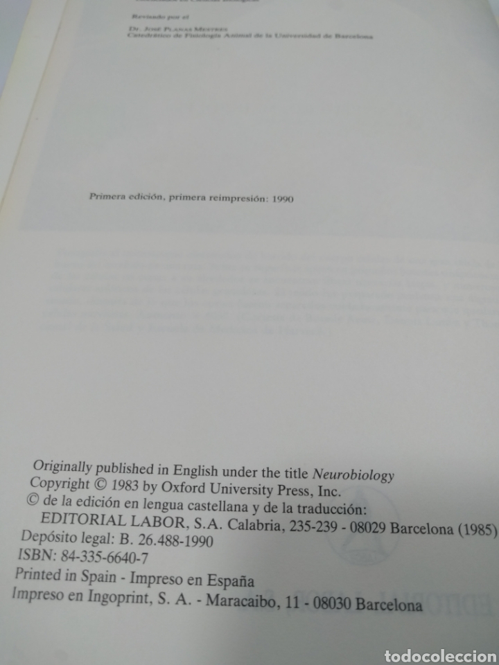 Libros de segunda mano de ciencias: Neurobiolog&iacute;a. Gordon M. Shepherd. Labor - Foto 3