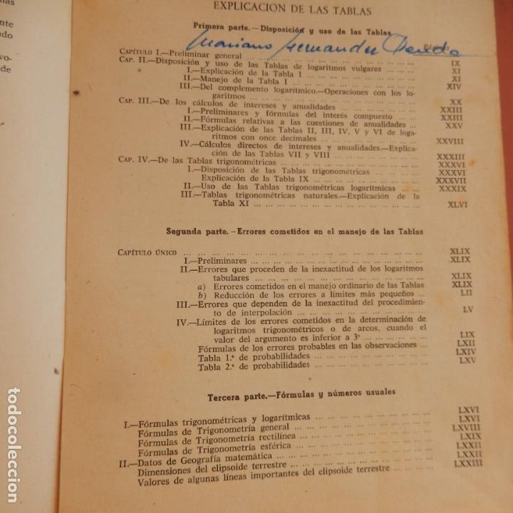 Libros de segunda mano de ciencias: TABLAS DE LOGARITMOS TRIGONOM&Eacute;TRICAS Y DE C&Aacute;LCULO DE INTERESES-E. S&Aacute;NCHEZ RAMOS - ED. HERNANDO 1965 - Foto 7