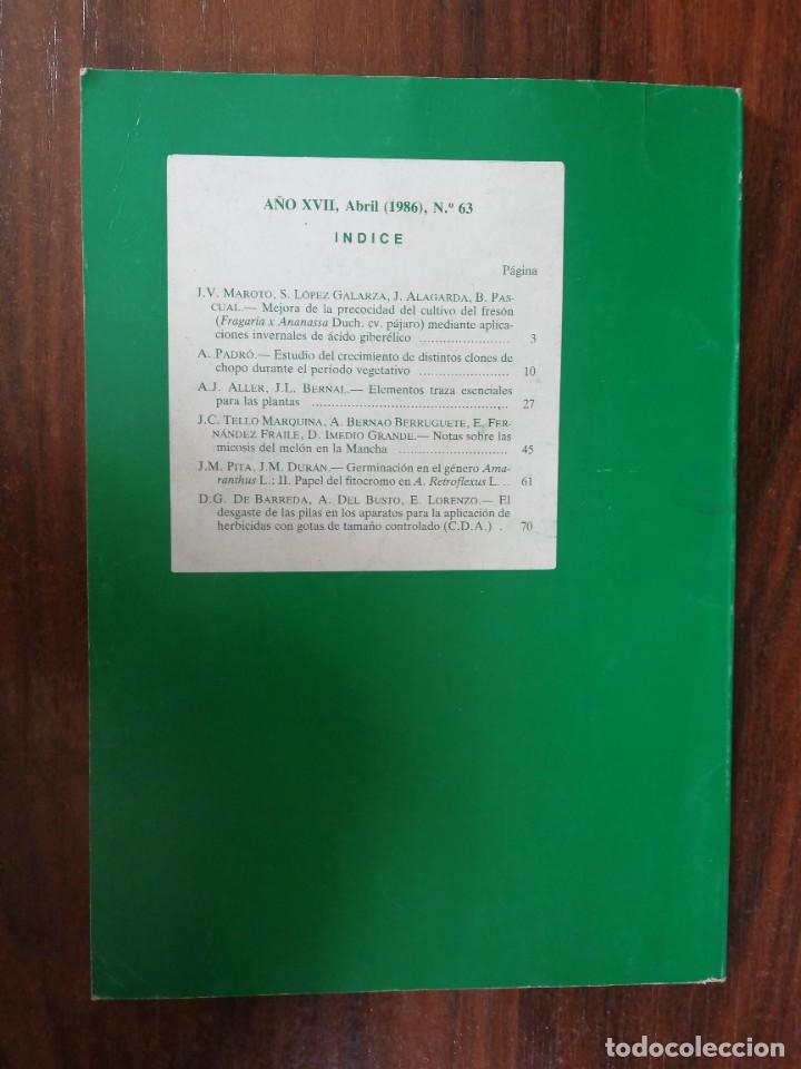 Libros de segunda mano: ITEA. PRODUCCI&Oacute;N VEGETAL. ABRIL 1986. N&ordm; 63 - Foto 2