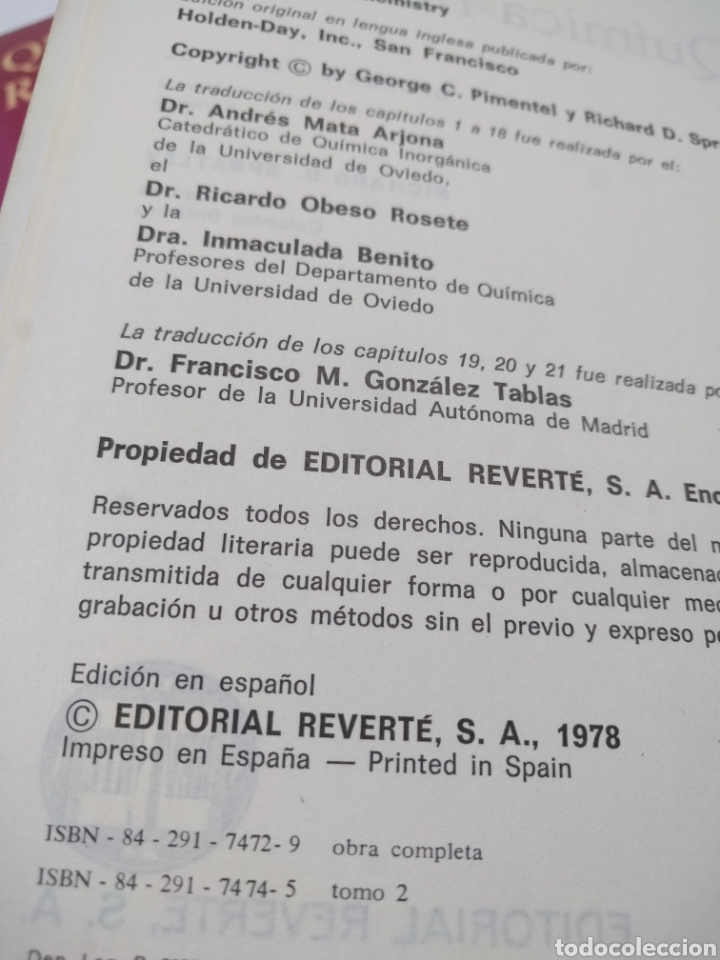 Libros de segunda mano de ciencias: Qu&iacute;mica razonada. 2 tomos. Editorial Reverte. - Foto 5