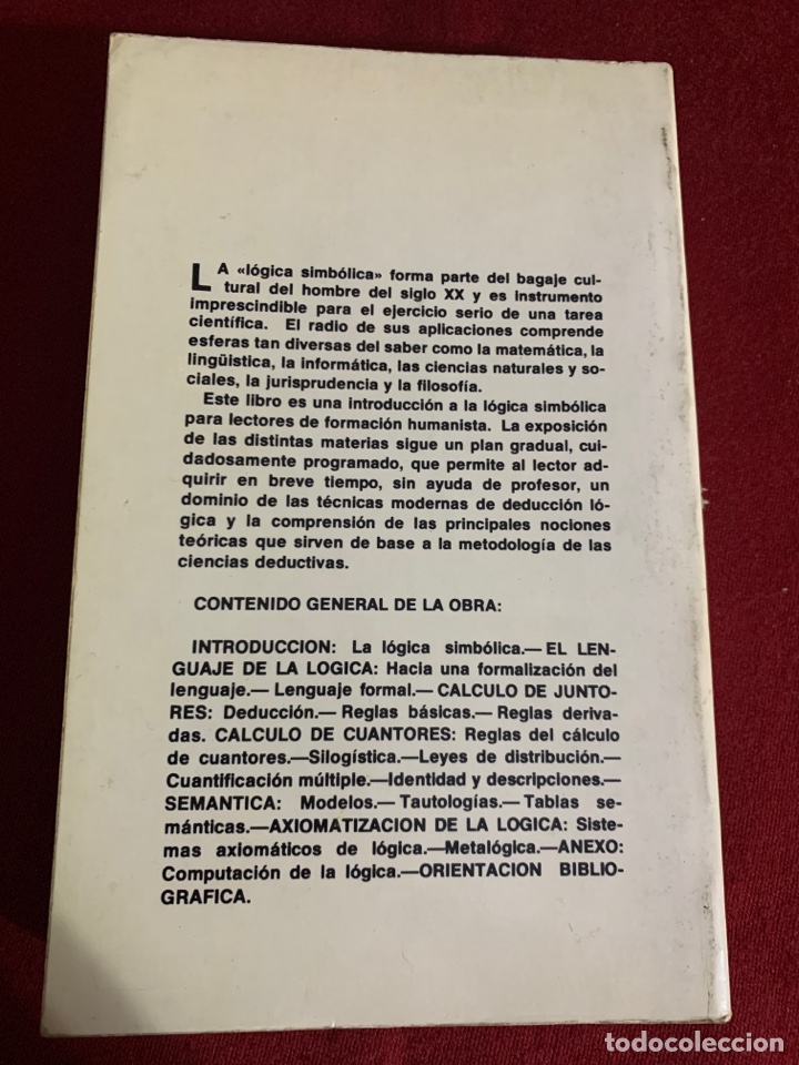 Libros de segunda mano de ciencias: L&oacute;gica simb&oacute;lica. Manuel Garrido. - Foto 2