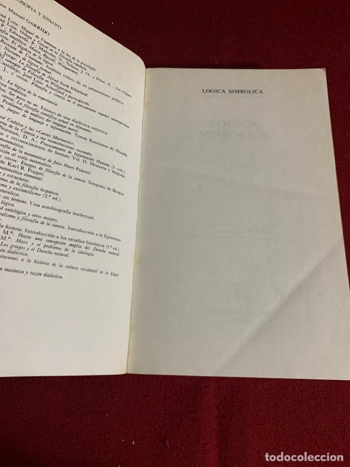 Libros de segunda mano de ciencias: L&oacute;gica simb&oacute;lica. Manuel Garrido. - Foto 3