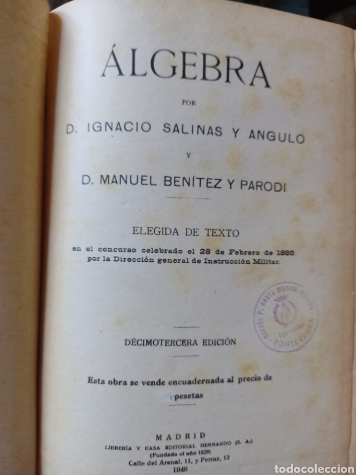 Libros de segunda mano de ciencias: &Aacute;lgebra (Salinas y Ben&iacute;tez 1946) - Foto 3