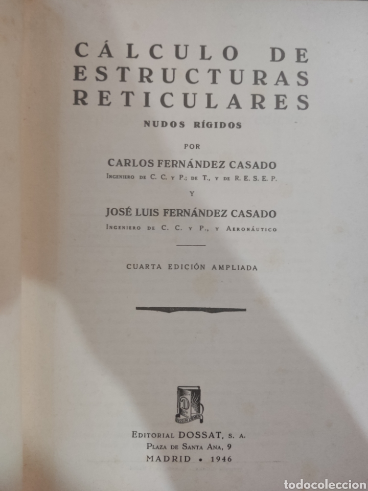 Libros de segunda mano de ciencias: C&aacute;lculo de estructuras reticulares 1946 - Foto 3