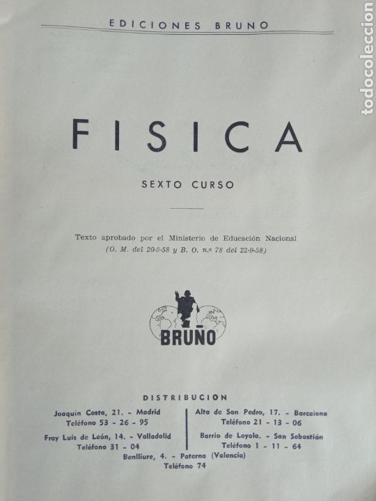 Libros de segunda mano de ciencias: FISICA SEXTO CURSO PLAN 1957 - Foto 2