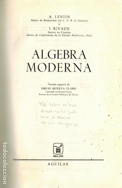 Gebrauchte B&uuml;cher der Wissenschaften: &Aacute;LGEBRA MODERNA