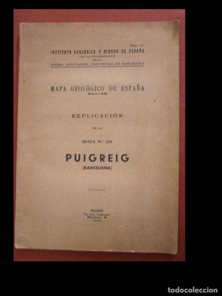 Libros de segunda mano: Puigreig (Barcelona). Mapa Geol&oacute;gico de Espa&ntilde;a. - Foto 1