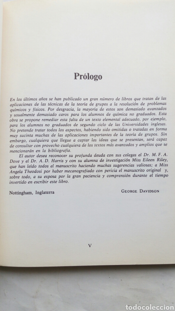 Libros de segunda mano de ciencias: Introducci&oacute;n a la teor&iacute;a de grupos para qu&iacute;micos. George Davidson. - Foto 3