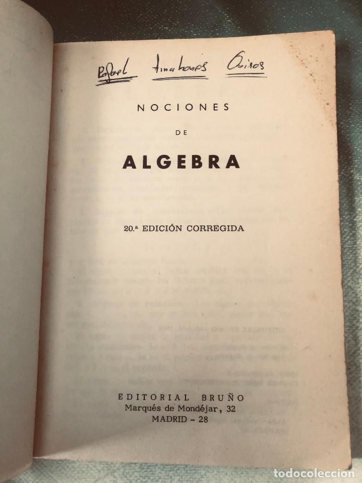 Libros de segunda mano de ciencias: Nociones de &aacute;lgebra y trigonometr&iacute;a. Libro de matem&aacute;ticas. Editorial Bru&ntilde;o. A&ntilde;o 1978. - Foto 2
