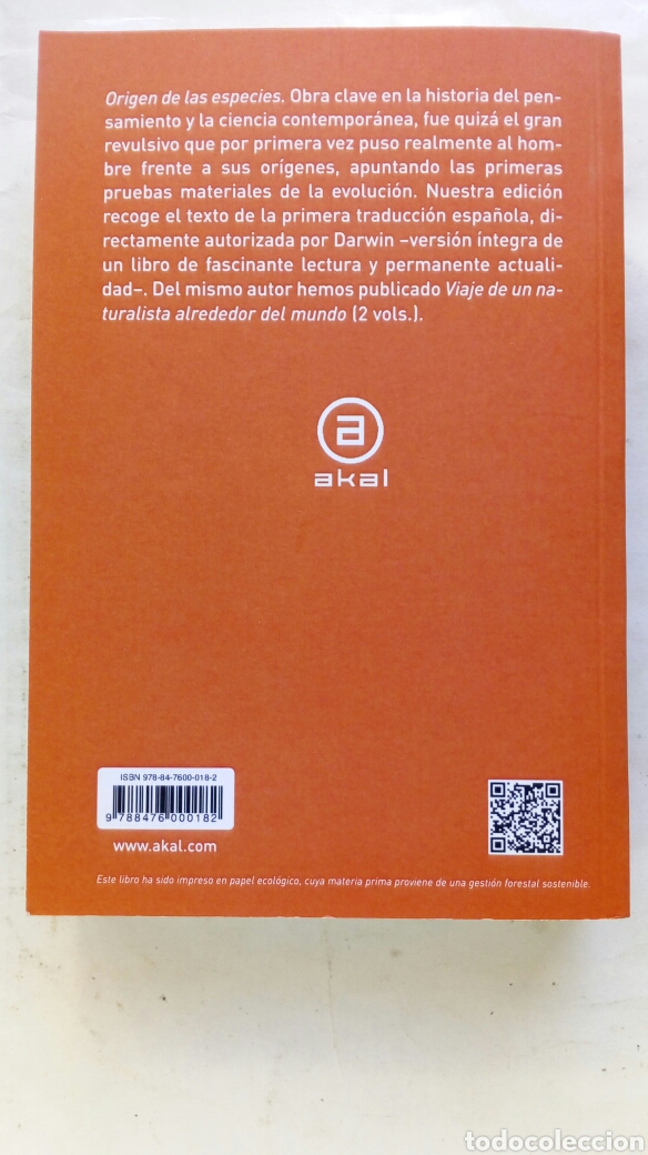Libros de segunda mano: Origen de las Especies. Charles Darwin. - Foto 2