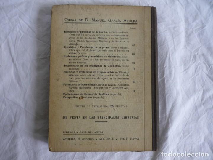 Libros de segunda mano de ciencias: Ejercicios y problemas de &Aacute;lgebra, M. Garc&iacute;a Ardua 1950 - Foto 2