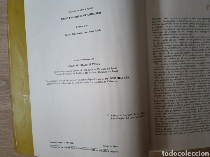 Libros de segunda mano de ciencias: PRINCIPIOS B&Aacute;SICOS DE QU&Iacute;MICA - HARRY B. GRAY - 1969 - Foto 6