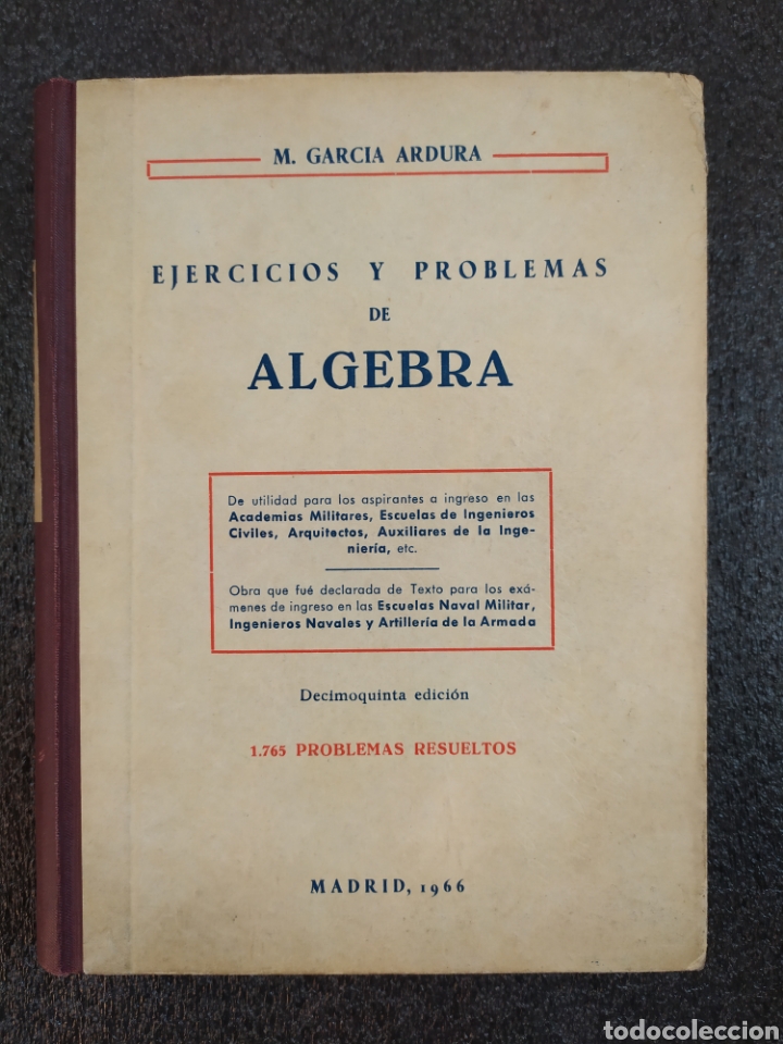 Libros de segunda mano de ciencias: EJERCICIOS Y PROBLEMAS DE ALGEBRA / M. GARCIA ARDUA / 1962 - Foto 1