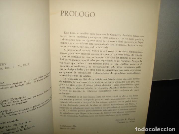 Libros de segunda mano de ciencias: 7- GEOMETR&Iacute;A ANAL&Iacute;TICA BIDIMENSIONAL. SUBCONJUNTO DEL PLANO - HOWARD E. TAYLOR - Foto 3