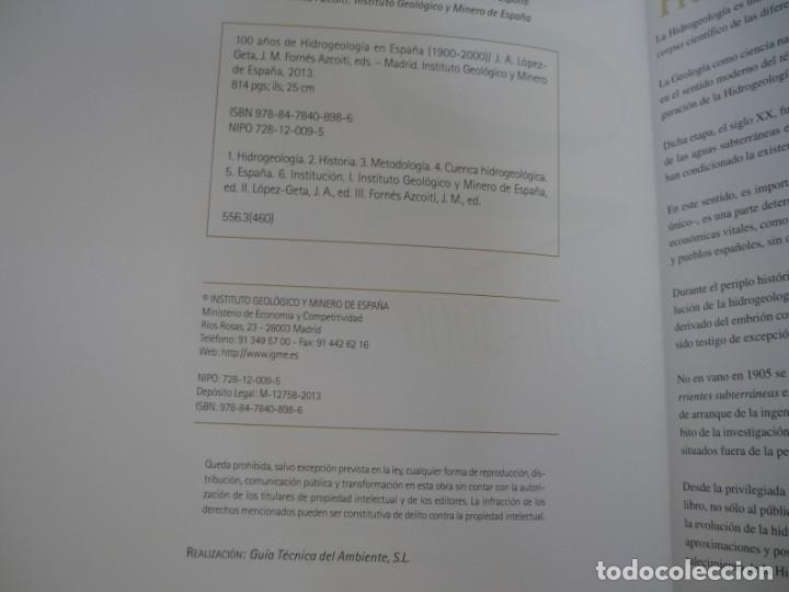 Libros de segunda mano: 100 a&ntilde;os de hidrogeolog&iacute;a en Espa&ntilde;a 1900-2000 - Foto 8