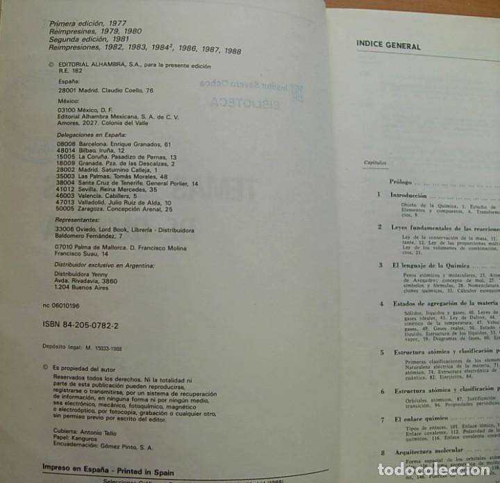 Libros de segunda mano de ciencias: LOTE 2 Libros TEMAS BASICOS DE QUIMICA + PRINCIPIOS BASICOS DE QUIMICA Reverte Alhambra - Foto 5