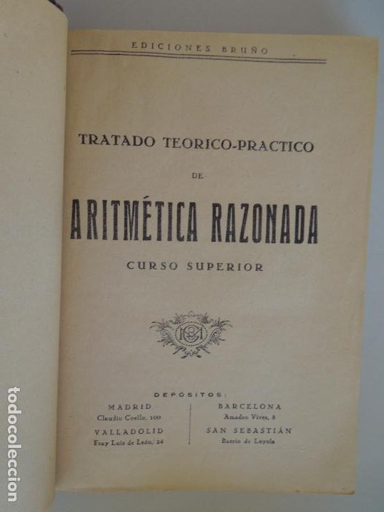 Libros de segunda mano de ciencias: ARITM&Eacute;TICA RAZONADA - CURSO SUPERIOR - EDICIONES BRU&Ntilde;O 195.. - Foto 2