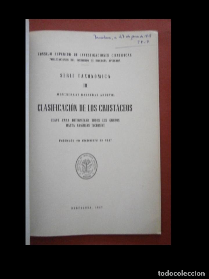 Libros de segunda mano: Clasificaci&oacute;n de los crust&aacute;ceos. Montserrat Bassedas Ard&eacute;vol - Foto 4