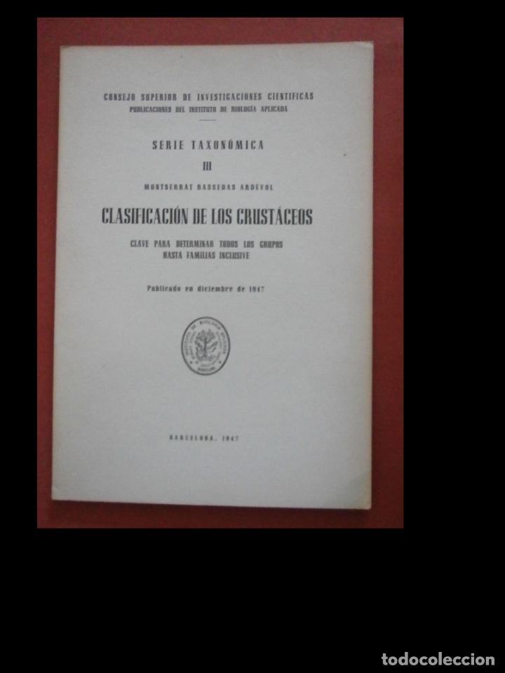Libros de segunda mano: Clasificaci&oacute;n de los crust&aacute;ceos. Montserrat Bassedas Ard&eacute;vol - Foto 1