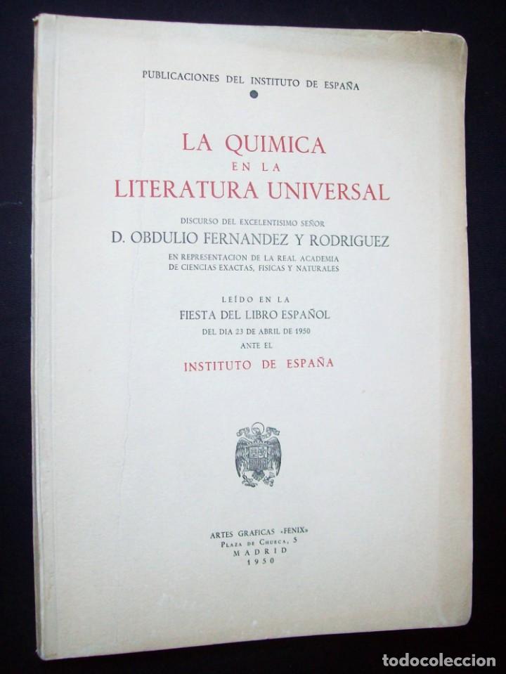 Libros de segunda mano de ciencias: La qu&iacute;mica en la literatura universal. - Foto 1