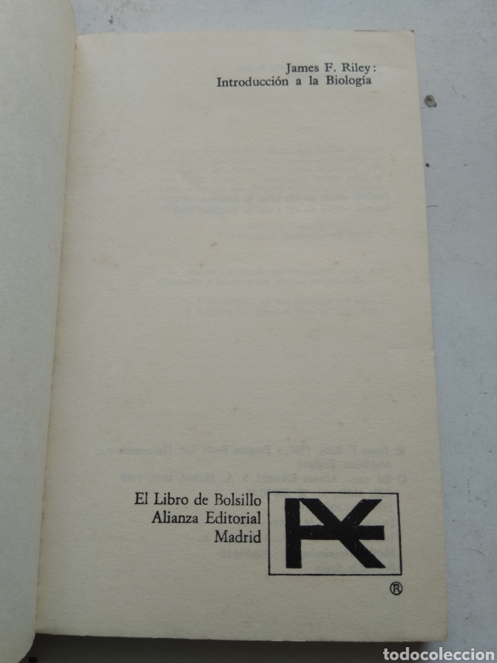 Libros de segunda mano: INTRODUCCI&Oacute;N A LA BIOLOG&Iacute;A/JAMES F. RILEY - Foto 2
