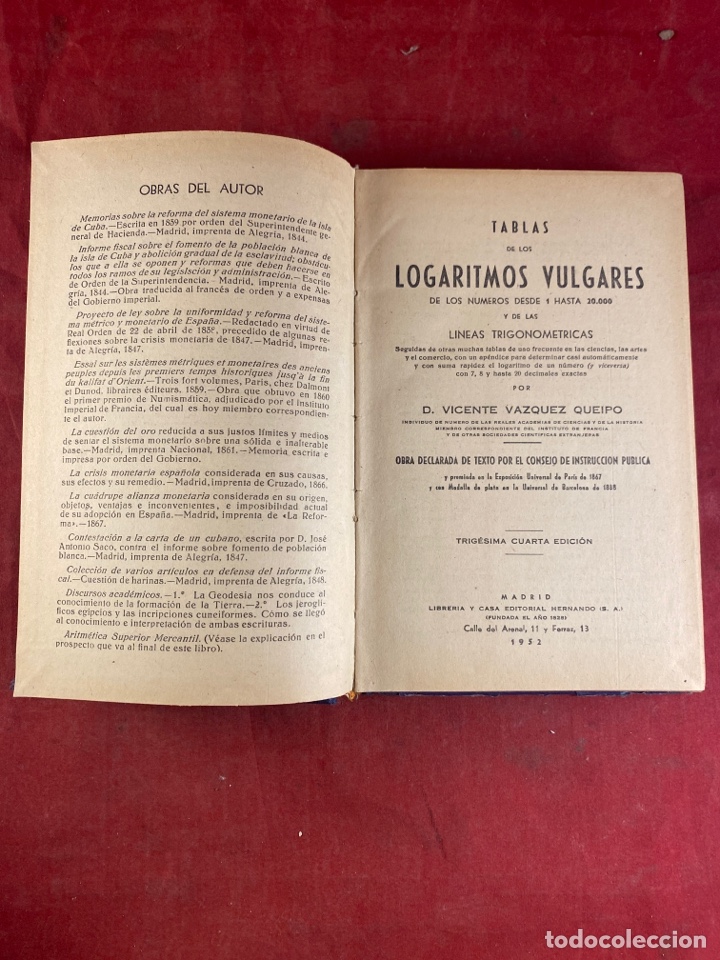 Libros de segunda mano de ciencias: TABLAS DE LOS LOGARITMOS VULGARES 1952 - Foto 1