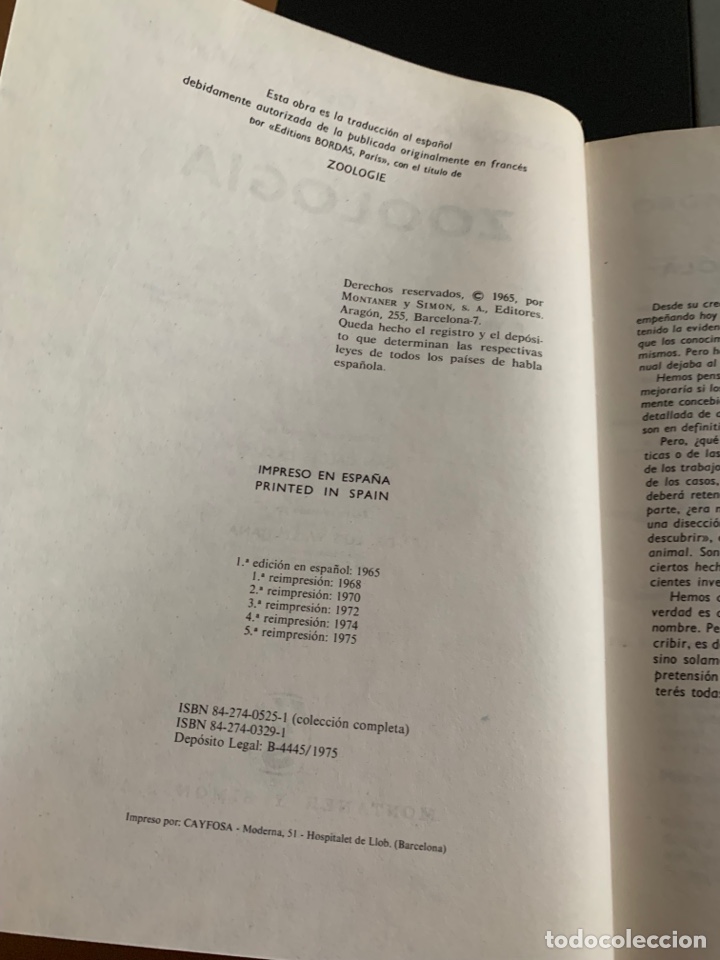 Libros de segunda mano: ZOOLOG&Iacute;A. ED. MS. 1975. - Foto 3