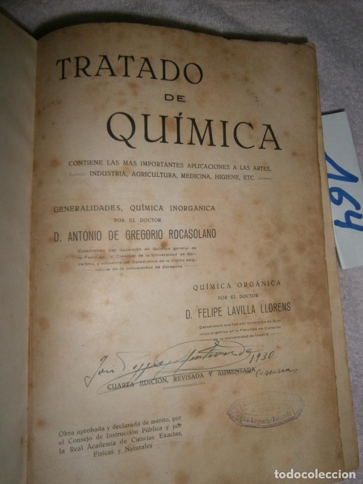 Libros de segunda mano de ciencias: ANTIGUO LIBRO DE TEXTO - TRATADO DE QUIMICA - Foto 2