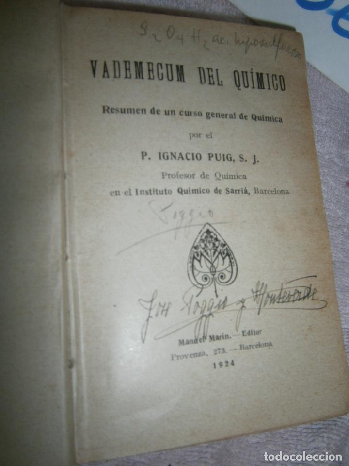 Libros de segunda mano de ciencias: VADEMECUM DEL QUIMICO - Foto 2