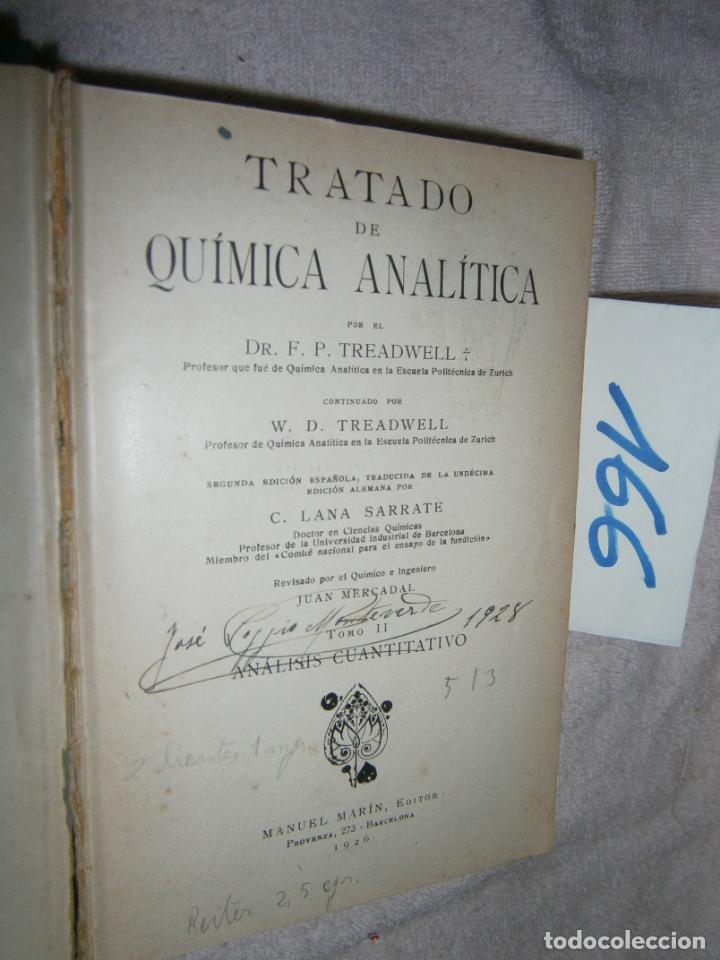 Libros de segunda mano de ciencias: ANTIGUO LIBRO - TRATADO DE QUIMICA ANALITICA - Foto 2