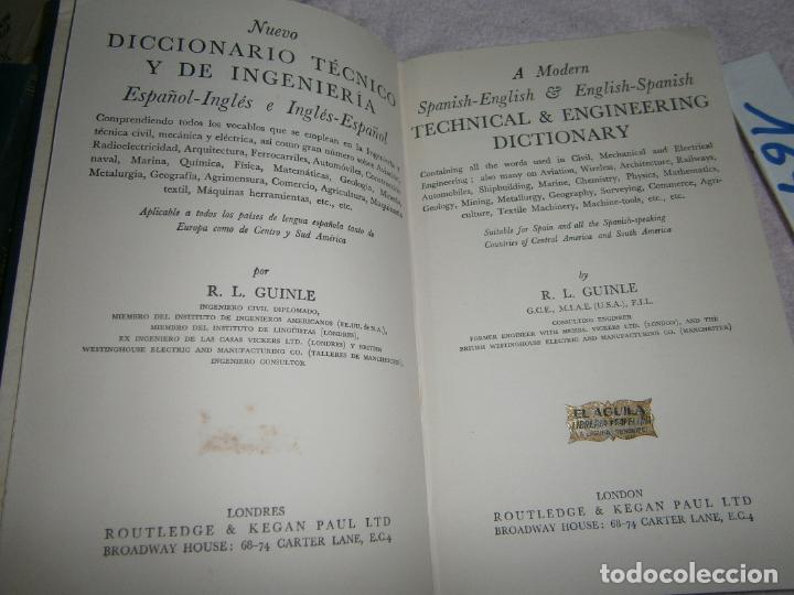 Libros de segunda mano de ciencias: ANTIGUO LIBRO - DICCIONARIO TECNICO DE INGENIERIA - Foto 2