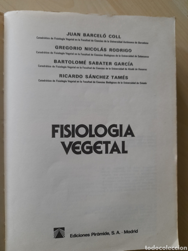 Libros de segunda mano: Fisiolog&iacute;a vegetal. Barcel&oacute; Coll, Nicol&aacute;s Rodrigo... - Foto 2