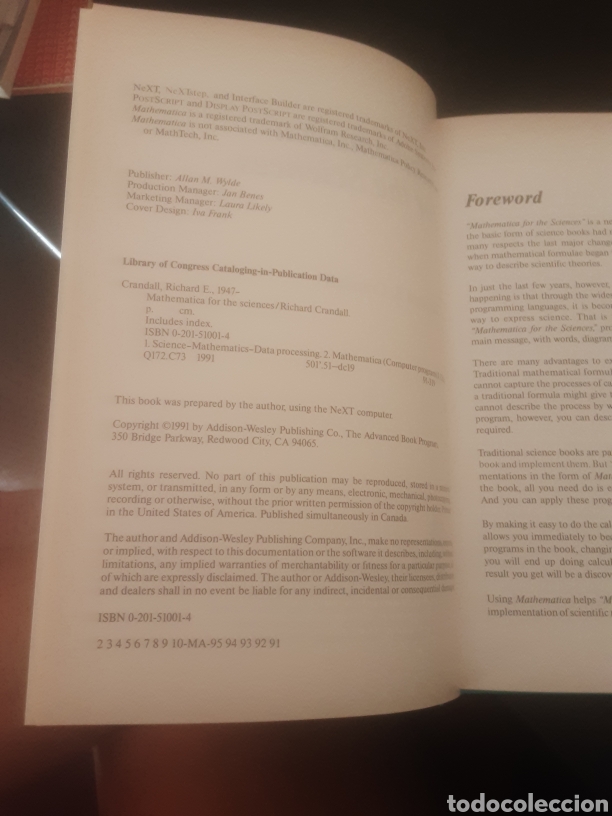 Libros de segunda mano de ciencias: Mathematica for the Sciencies- Richard E.Crandall - Foto 5
