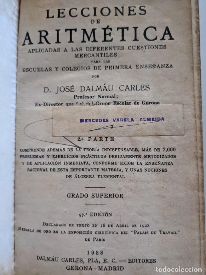 Second hand books of Sciences: LECCIONES DE ARITMETICA DALMAU IMPRESO EN PLENA GUERRA CIVIL (1938) EN LOS TALLERES DALMAU DE GIRONA