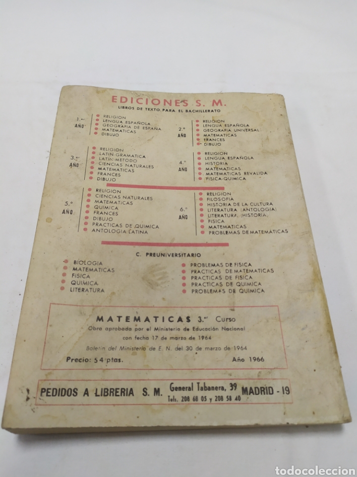 Libros de segunda mano de ciencias: &Aacute;lgebra y matem&aacute;ticas de SM, 1964 - Foto 2