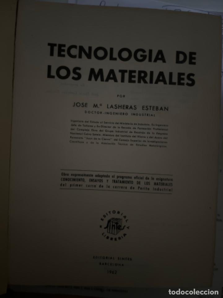 Libros de segunda mano de ciencias: Tecnologia de los materiales, Jose M Lasheras 1962 - Foto 2