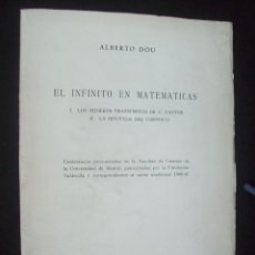 Libros de segunda mano de Ciencias: EL INFINITO EN MATEMÁTICAS. ALBERTO DOU. AÑO 1968. Lote 359109230