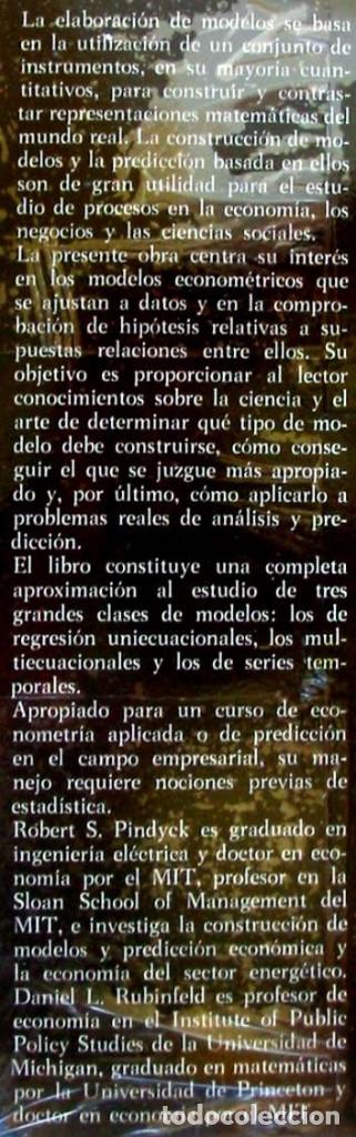 Libros de segunda mano de ciencias: MODELOS ECONOM&Eacute;TRICOS - ROBERT S. PINDYCK / DANIEL L. RUBINFELD 1980 - VER INDICE - Foto 2