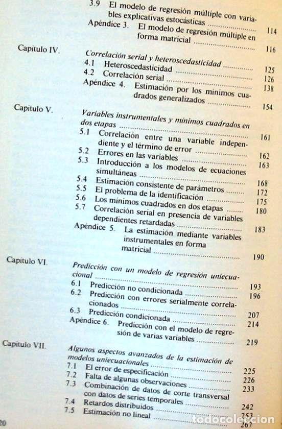 Libros de segunda mano de ciencias: MODELOS ECONOM&Eacute;TRICOS - ROBERT S. PINDYCK / DANIEL L. RUBINFELD 1980 - VER INDICE - Foto 4