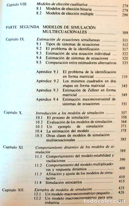Libros de segunda mano de ciencias: MODELOS ECONOM&Eacute;TRICOS - ROBERT S. PINDYCK / DANIEL L. RUBINFELD 1980 - VER INDICE - Foto 5