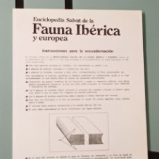Libros de segunda mano: INSTRUCCIONES PARA ENCUADERNAR FASCÍCULOS DE FAUNA IBERICA Y EUROPEA DE FÉLIX RODRÍGUEZ DE LA FUENTE
