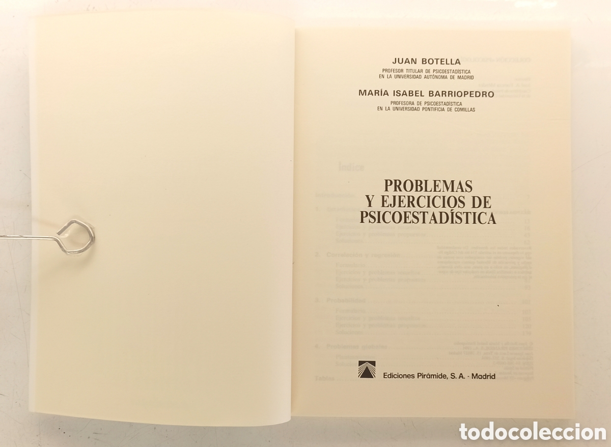 Libros de segunda mano de ciencias: Problemas y ejercicios de psicoestad&iacute;stica. Juan Botella. Psicolog&iacute;a. - Foto 4