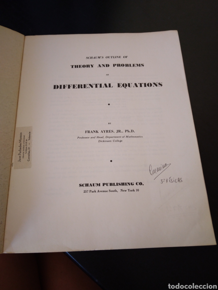 Libros de segunda mano de ciencias: Theory and problems of differential equations - Foto 4