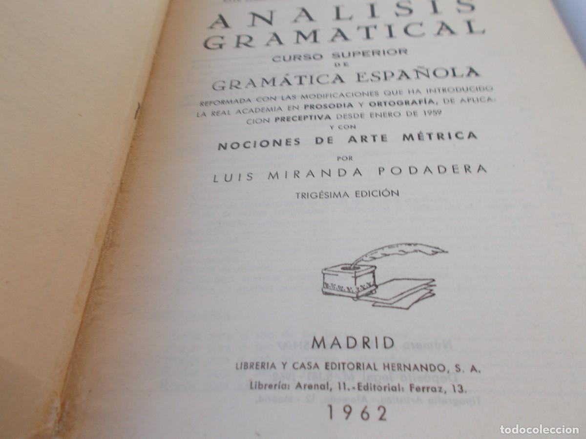 Libros de segunda mano de ciencias: AN&Aacute;LISIS GRAMATICAL Luis Miranda Podadera - Foto 6