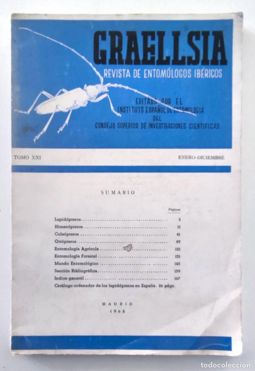 Libros de segunda mano: GRAELLSIA REVISTA DE ENTOMOLOGOS IBERICOS 1968 ENERO DICIEMBRE TOMO 21