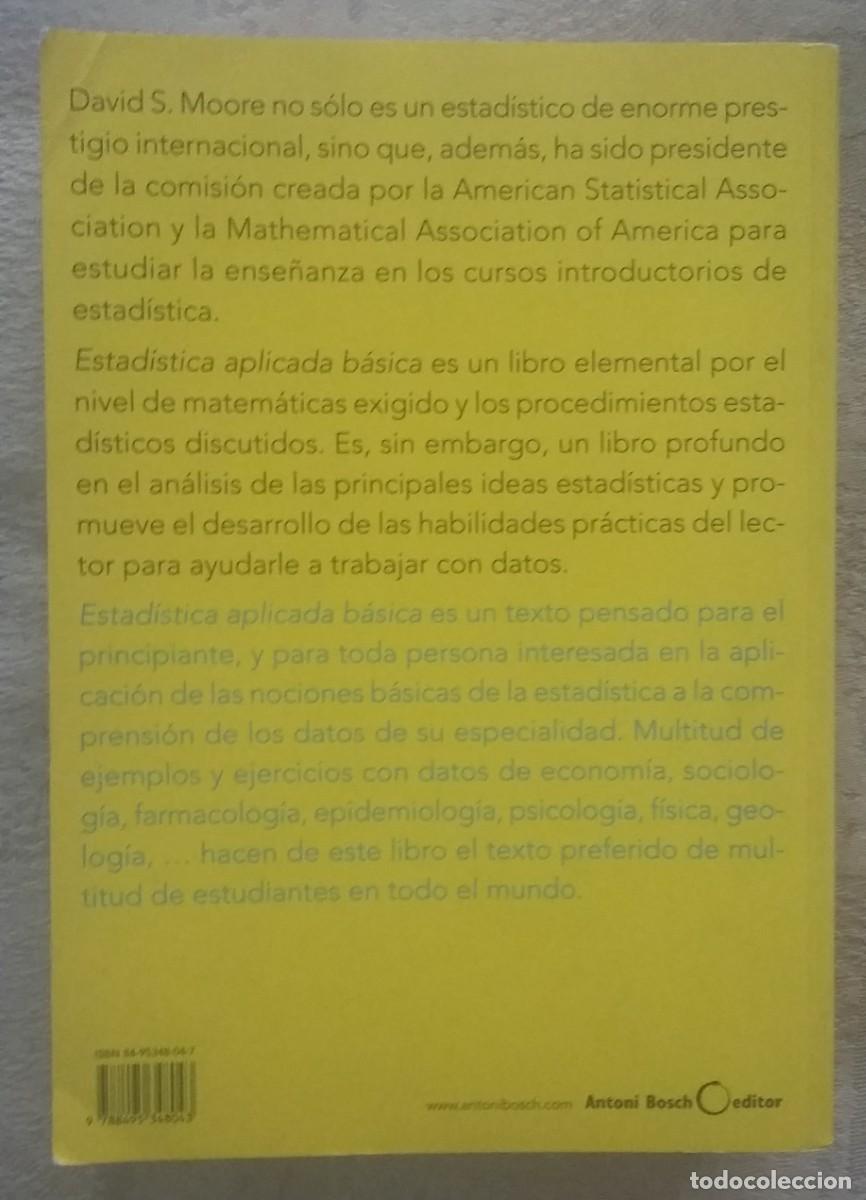 Libros de segunda mano de ciencias: ESTAD&Iacute;STICA APLICADA B&Aacute;SICA - DAVID S. MOORE - 2&ordf; EDICI&Oacute;N - Foto 4