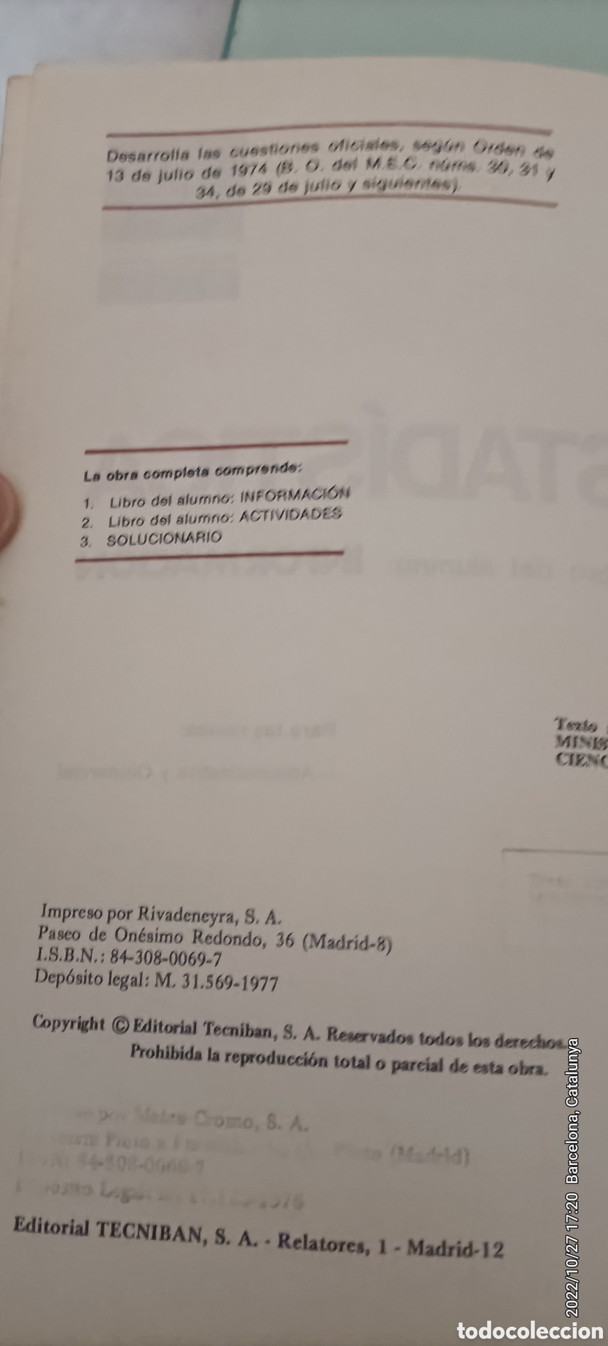 Libros de segunda mano de ciencias: Estad&iacute;stica Informaci&oacute; 1er grado F.P. tecniban - Foto 2