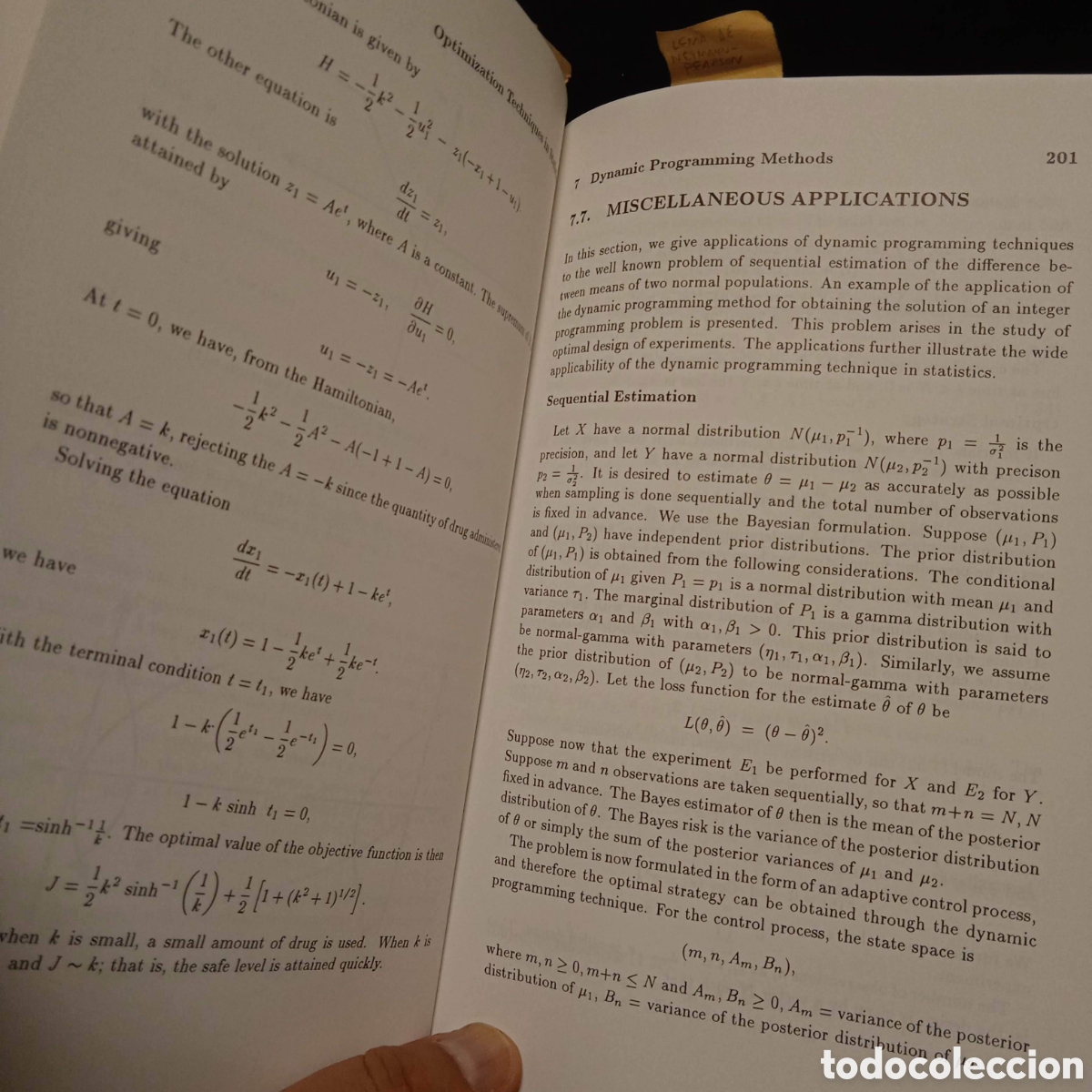 Libros de segunda mano de ciencias: OPTIMIZATION TECHNIQUES IN STATISTICS - JAGDISH S RUSTAGI - ACADEMIC PRESS 1994 #7333 - Foto 9