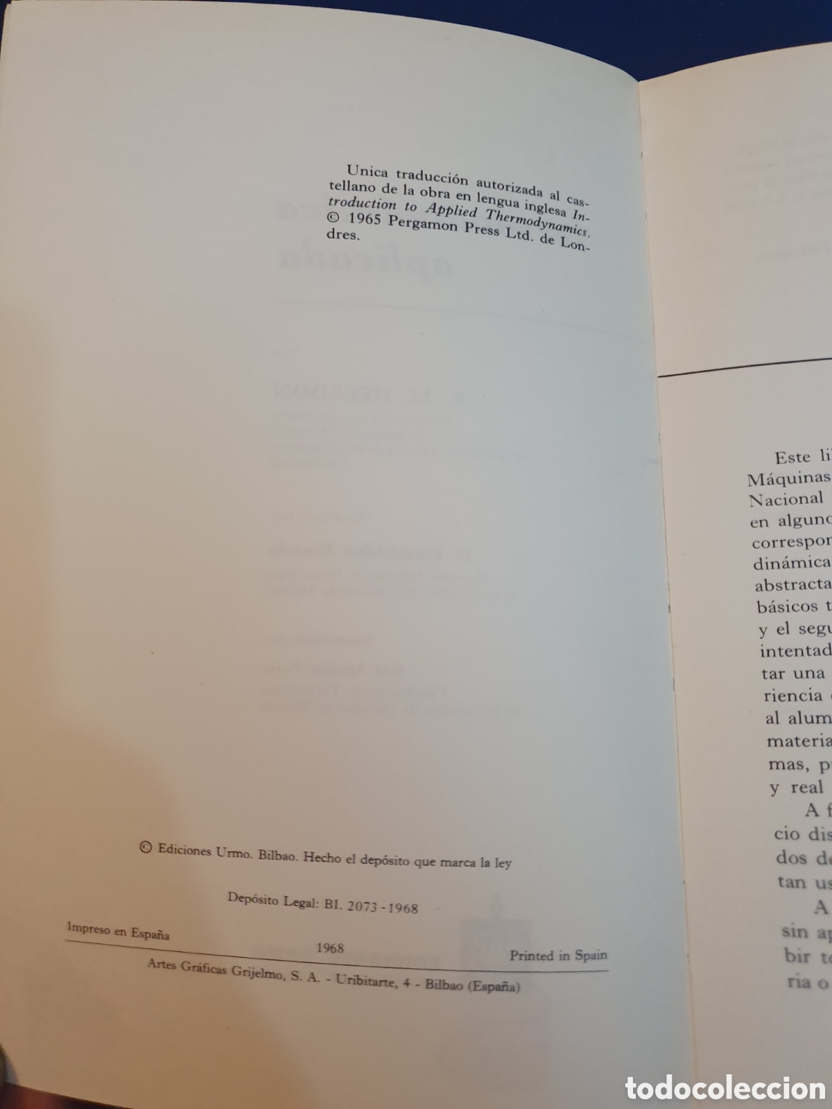 Libros de segunda mano de ciencias: TERMODIN&Aacute;MICA APLICADA R.M.HELSDON EDICIONES URMO - Foto 4