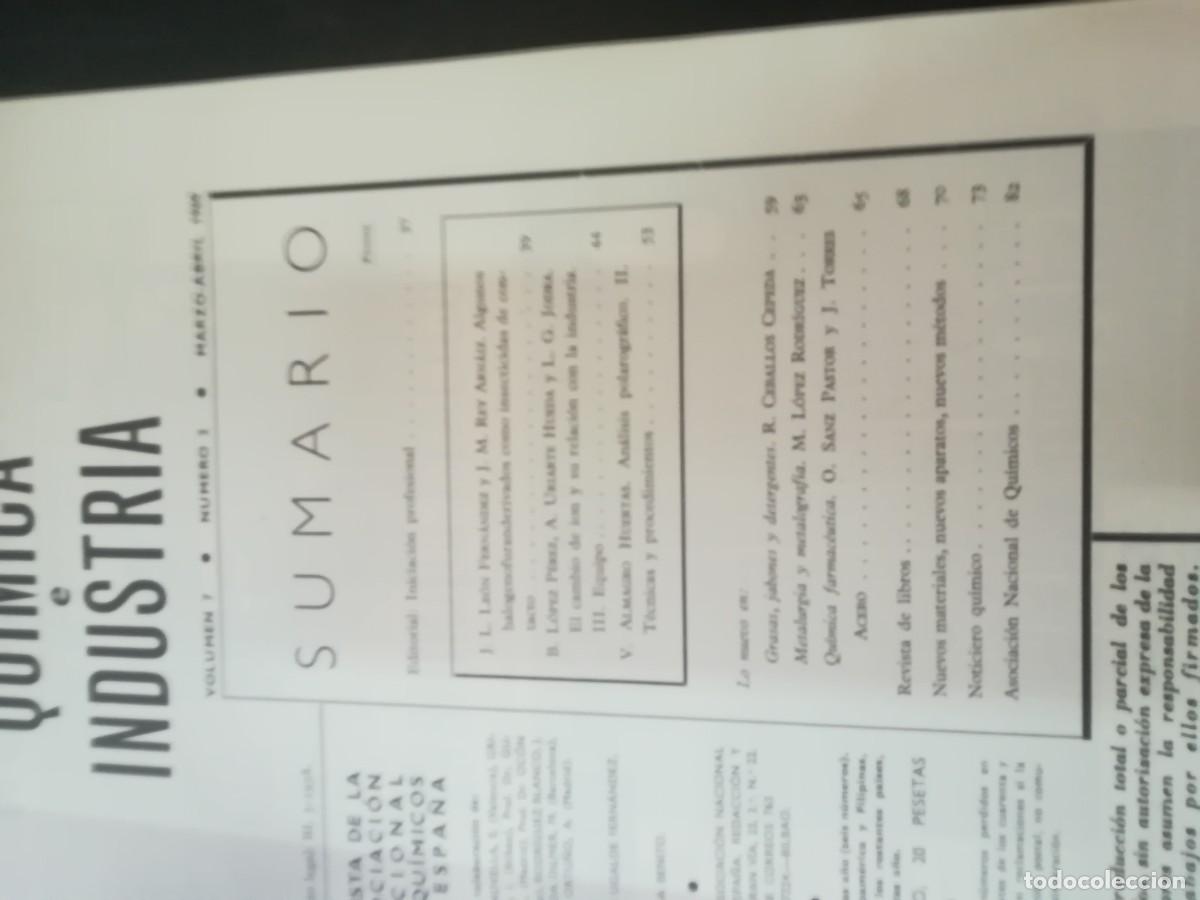 Libros de segunda mano de ciencias: QUIMICA E INDUSTRIA, REVISTA / / AQ902 - Foto 4